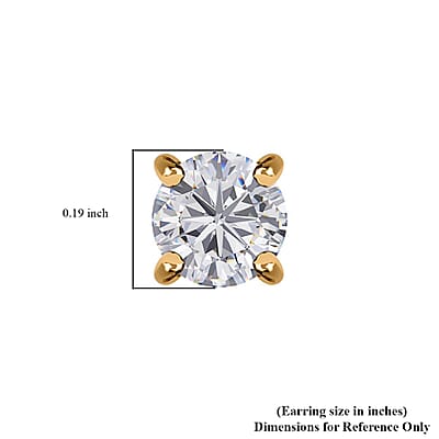 18K Yellow Gold Moissanite Solitaire Stud Earrings 0.50 ctw