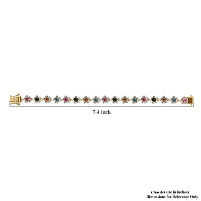 GP Celestial Dream Collection Premium Multi-Tourmaline and White Zircon 7.15 ctw Bracelet in Vermeil Yellow Gold Over Sterling Silver (7.25 In)
