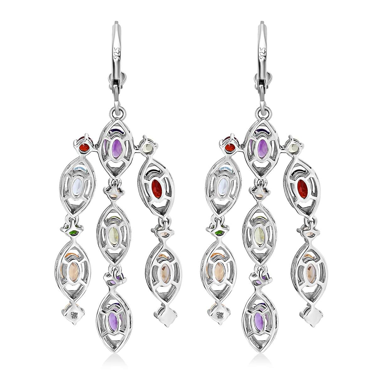 Multi Gemstone Chandelier Earrings in Platinum Over Sterling Silver 8.35 ctw image number 4