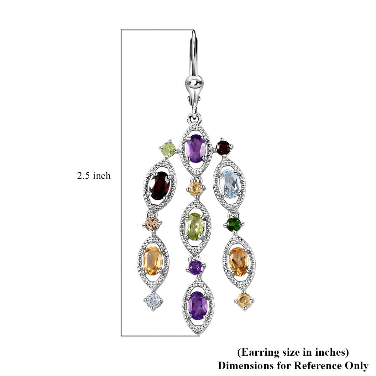 Multi Gemstone Chandelier Earrings in Platinum Over Sterling Silver 8.35 ctw image number 5