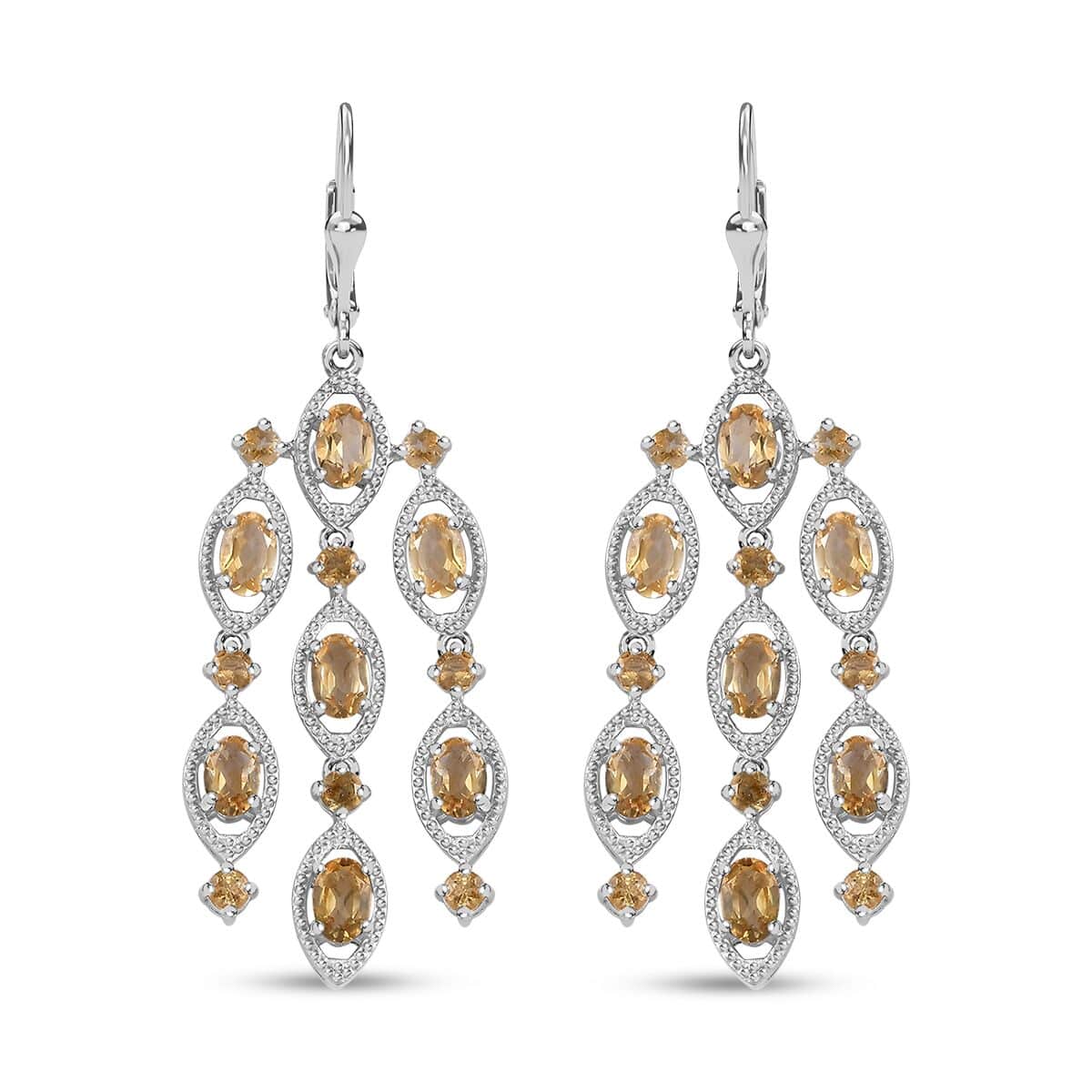 Brazilian Citrine Chandelier Earrings in Platinum Over Sterling Silver 8.10 ctw image number 0
