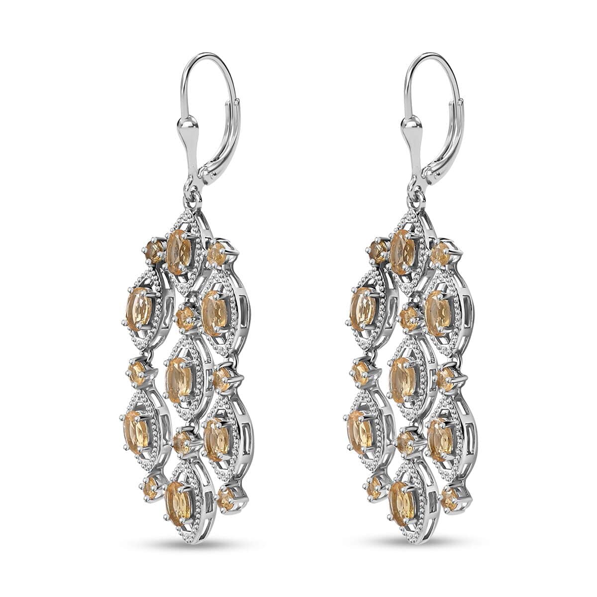 Brazilian Citrine Chandelier Earrings in Platinum Over Sterling Silver 8.10 ctw image number 3