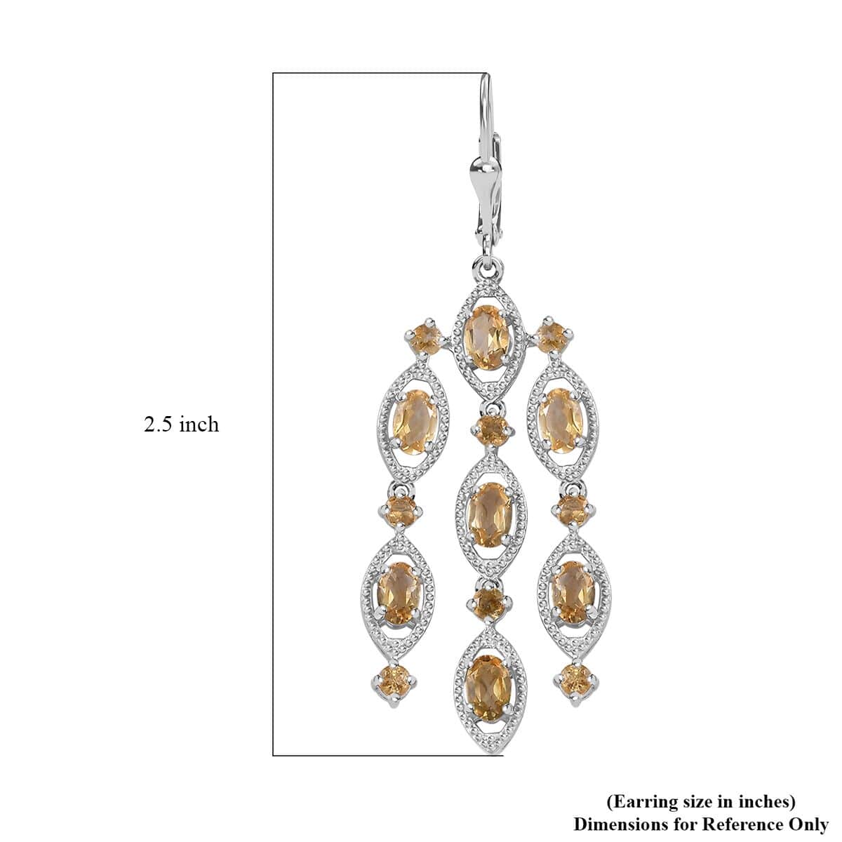 Brazilian Citrine Chandelier Earrings in Platinum Over Sterling Silver 8.10 ctw image number 5