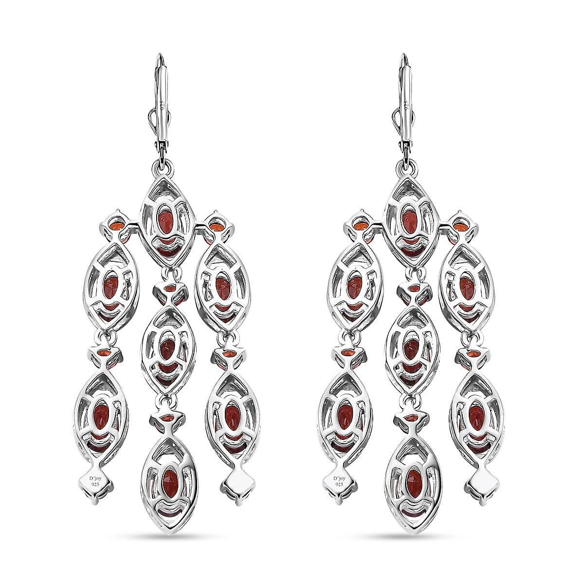Mozambique Garnet Chandelier Earrings in Platinum Over Sterling Silver 10.40 ctw image number 4
