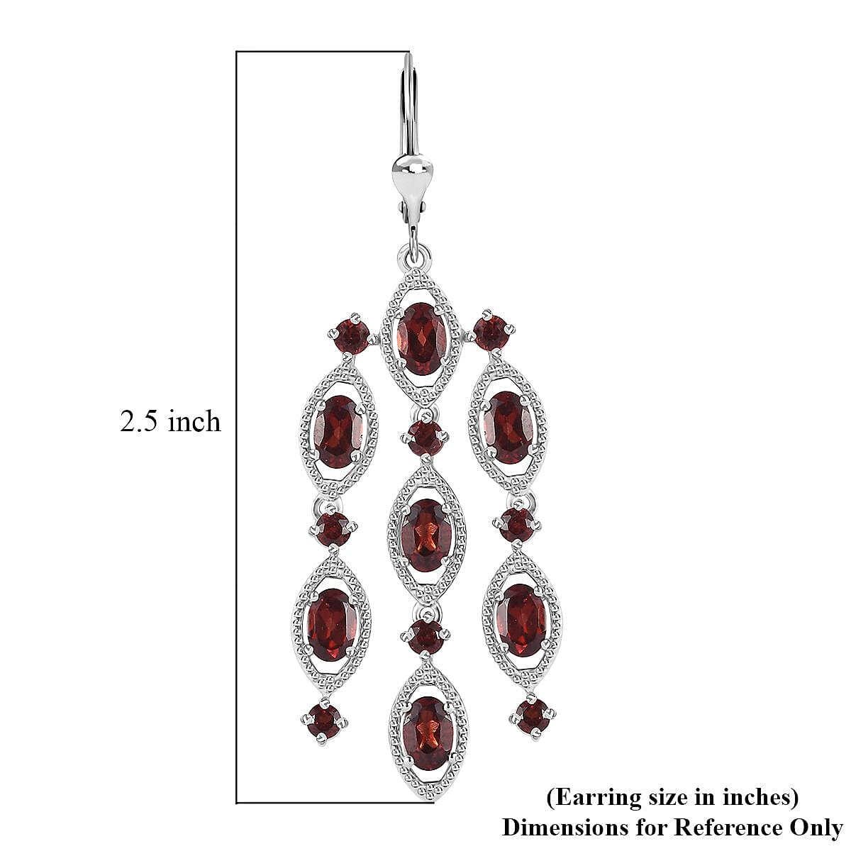 Mozambique Garnet Chandelier Earrings in Platinum Over Sterling Silver 10.40 ctw image number 5