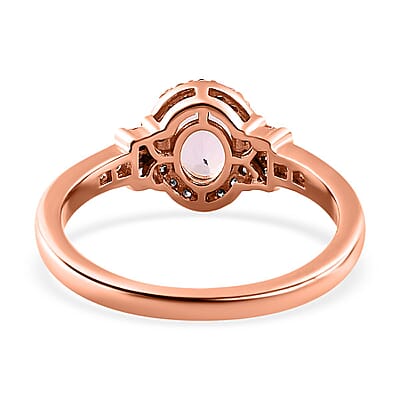 Premium Pink Morganite and Diamond Halo Ring in Vermeil Rose Gold Over Sterling Silver (Size 10.0) 0.90 ctw