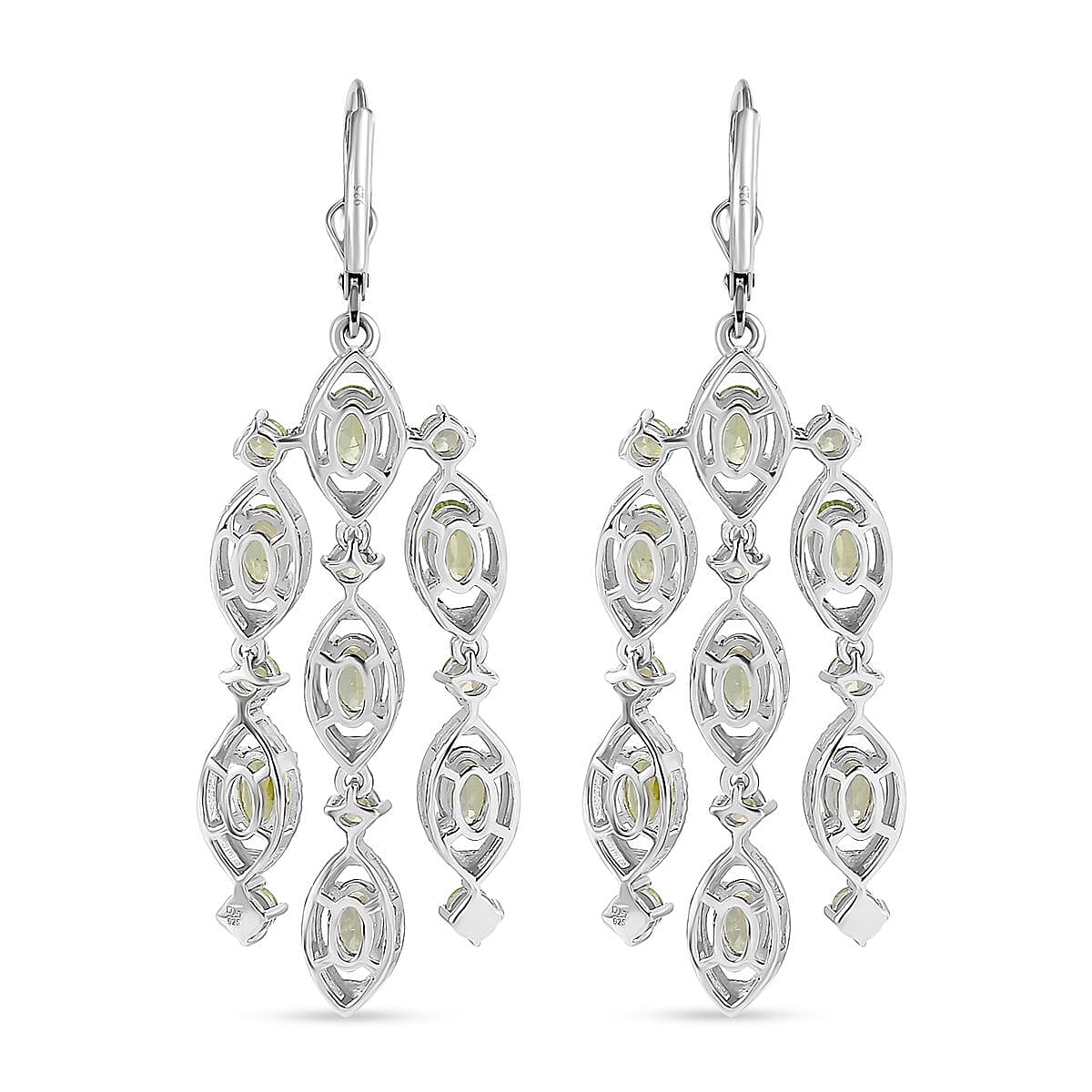 Peridot Chandelier Earrings in Platinum Over Sterling Silver 8.65 ctw image number 4