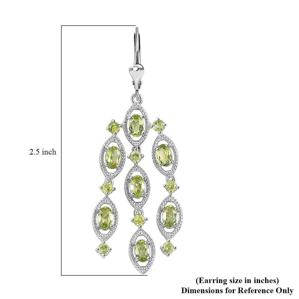 Peridot Chandelier Earrings in Platinum Over Sterling Silver 8.65 ctw image number 5