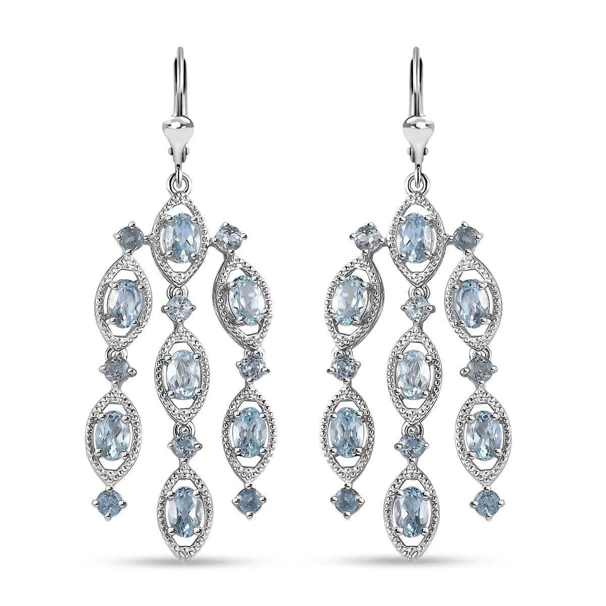 Sky Blue Topaz Chandelier Earrings in Platinum Over Sterling Silver 11.10 ctw image number 0