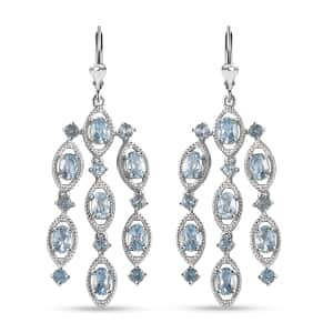 Sky Blue Topaz Chandelier Earrings in Platinum Over Sterling Silver 11.10 ctw