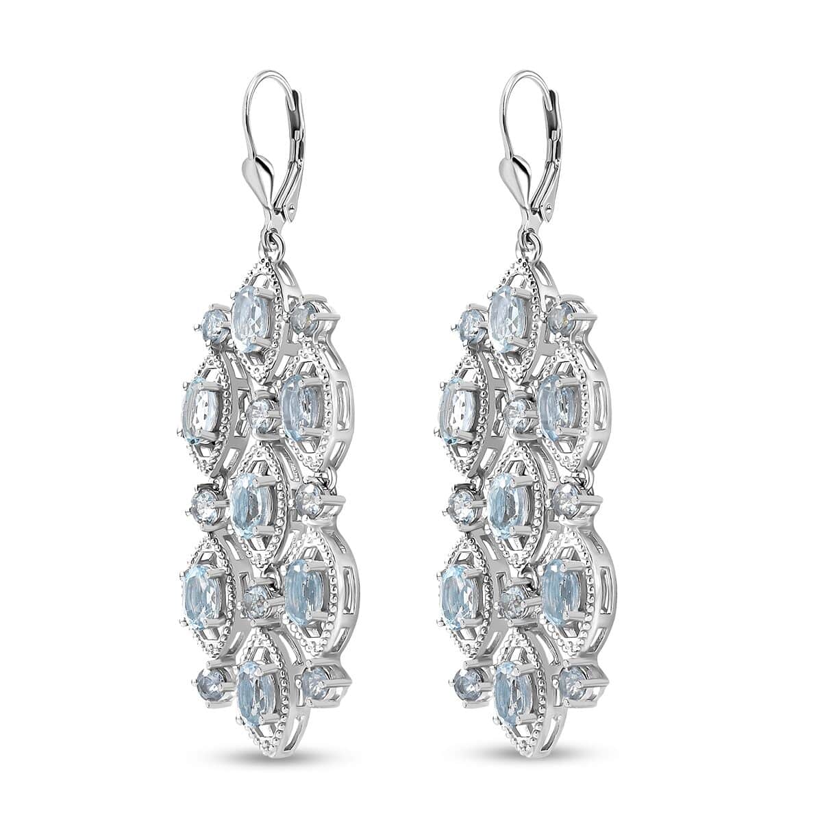 Sky Blue Topaz Chandelier Earrings in Platinum Over Sterling Silver 11.10 ctw image number 3