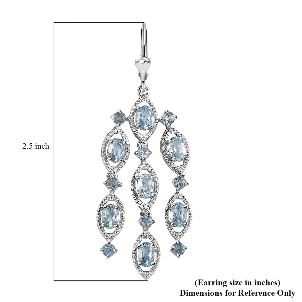 Sky Blue Topaz Chandelier Earrings in Platinum Over Sterling Silver 11.10 ctw image number 5