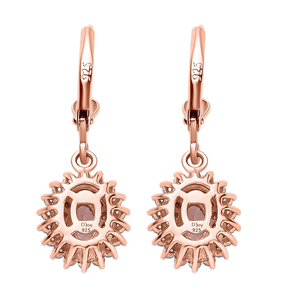 Premium Pink Morganite, Brown and White Zircon Lever Back Earrings in Vermeil Rose Gold Over Sterling Silver 2.10 ctw image number 4