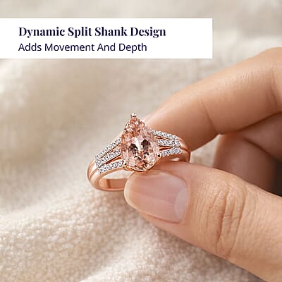 Luxoro Pink Morganite, Diamond Ring in 10K Rose Gold 1.75 ctw (Size 11.0)