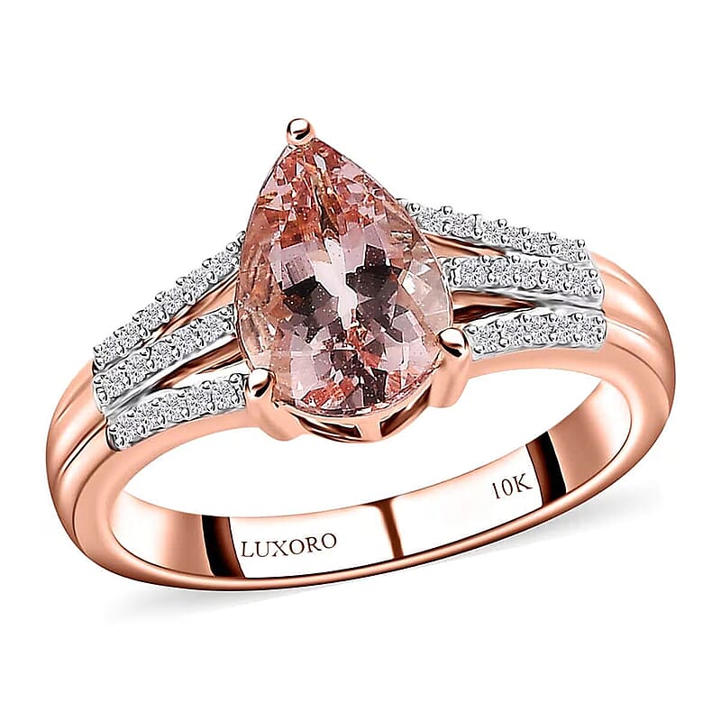 Luxoro Pink Morganite, Diamond Ring in 10K Rose Gold 1.75 ctw (Size 12.0)