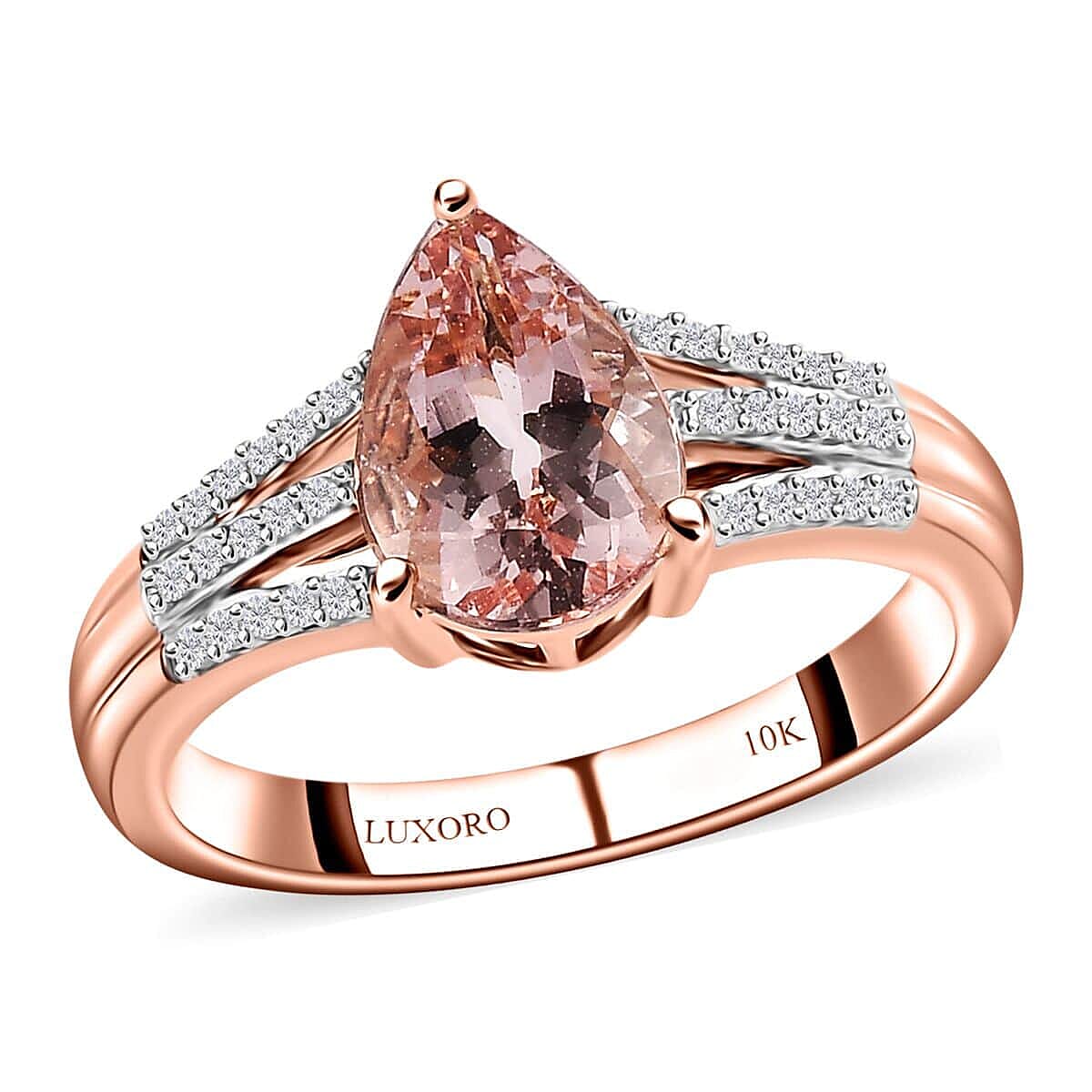 Luxoro 10K Rose Gold Premium Pink Morganite and Diamond Ring (Size 5.5) 1.75 ctw image number 0