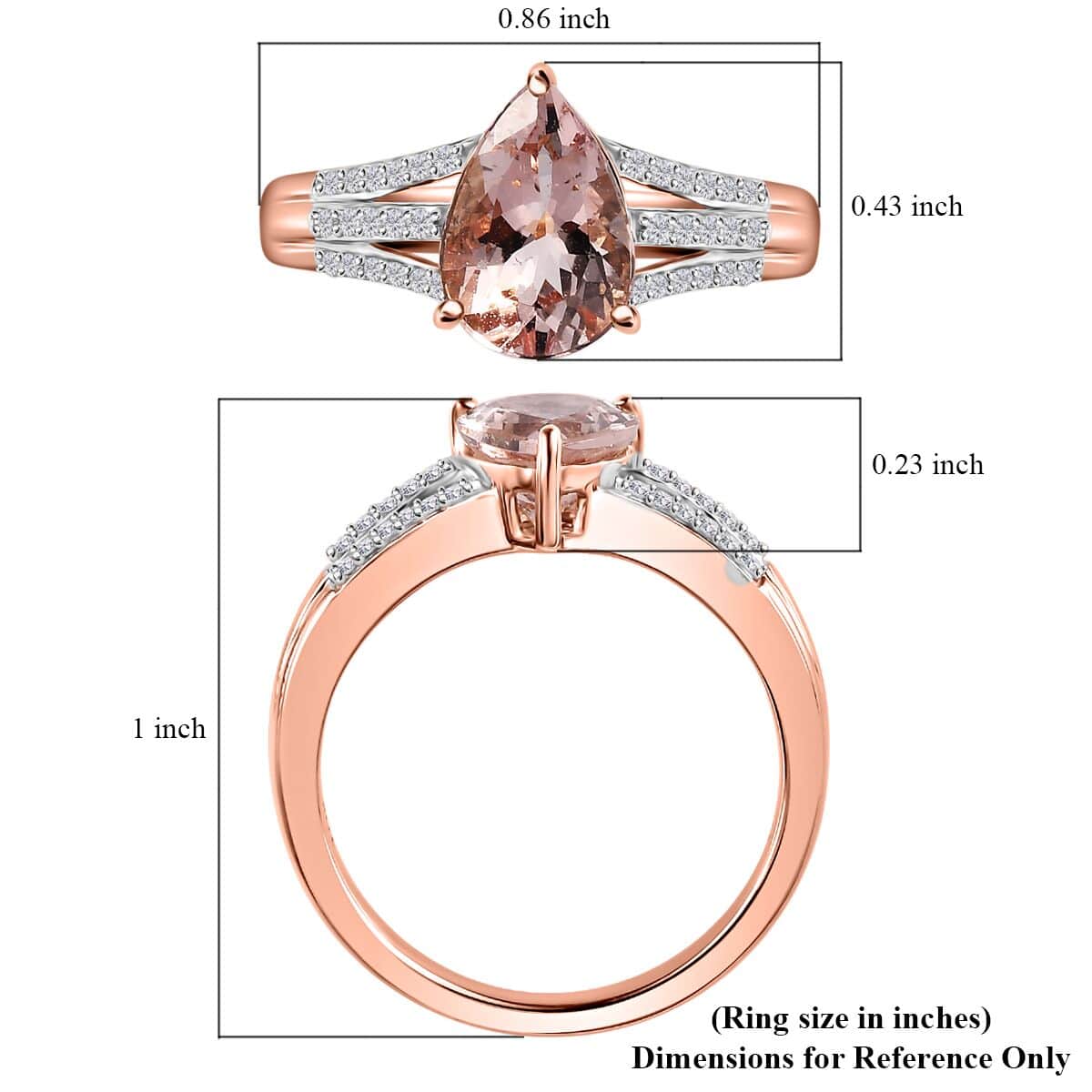 Luxoro 10K Rose Gold Premium Pink Morganite and Diamond Ring (Size 6.0) 1.75 ctw image number 5
