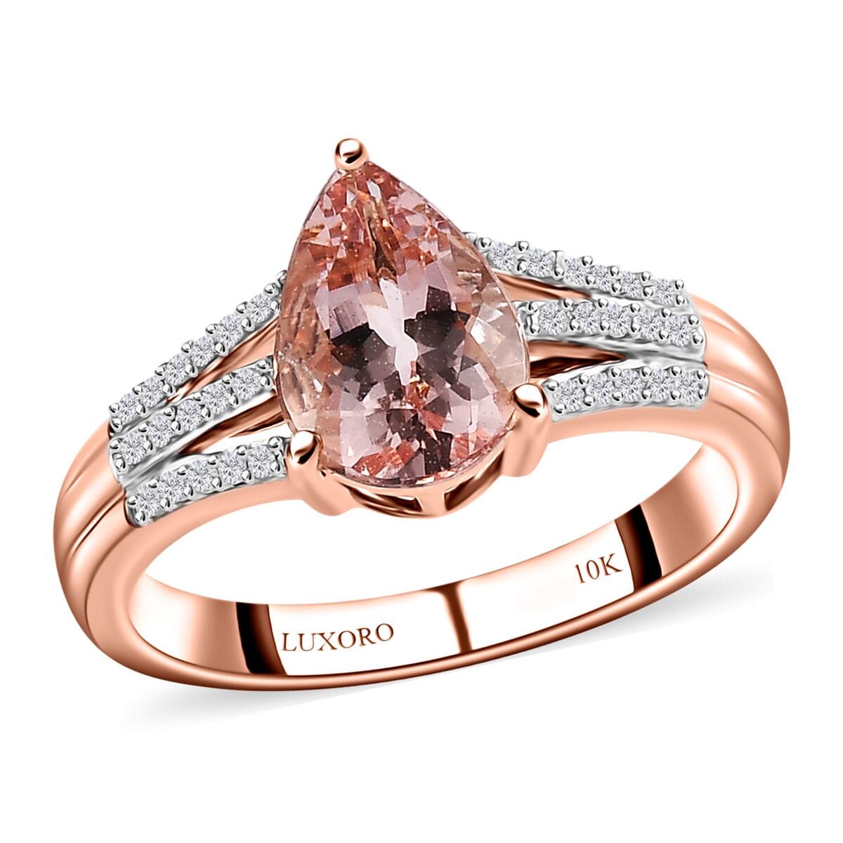 Luxoro 10K Rose Gold Premium Pink Morganite and Diamond Ring (Size 8.0) 1.75 ctw image number 0