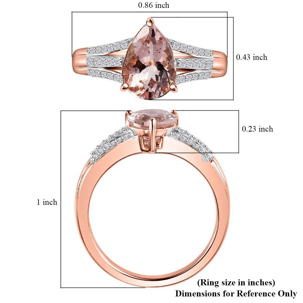 Luxoro 10K Rose Gold Premium Pink Morganite and Diamond Ring (Size 8.0) 1.75 ctw image number 5