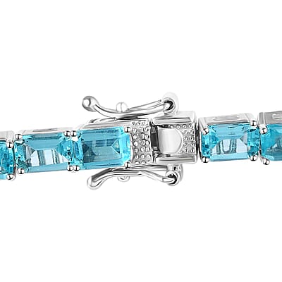 Betroka Blue Apatite 15.30 ctw Tennis Bracelet in Platinum Over Sterling Silver (6.50 In)