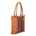 Tan Genuine Leather and Colorful Fabric Shoulder Bag image number 2