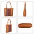 Tan Genuine Leather and Colorful Fabric Shoulder Bag image number 3