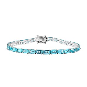 Madagascar Paraiba Apatite Tennis Bracelet in Platinum Over Sterling Silver (8.00 In) 18.85 ctw