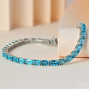 Madagascar Paraiba Apatite Tennis Bracelet in Platinum Over Sterling Silver (8.00 In) 18.85 ctw