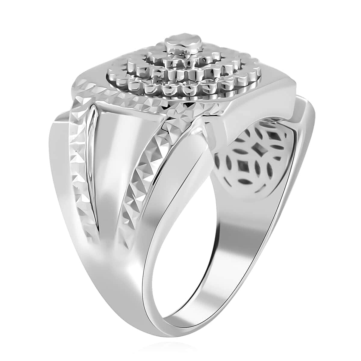 950 Platinum Diamond Cut Men's Ring (Size 12.5) 20.60 Grams image number 3
