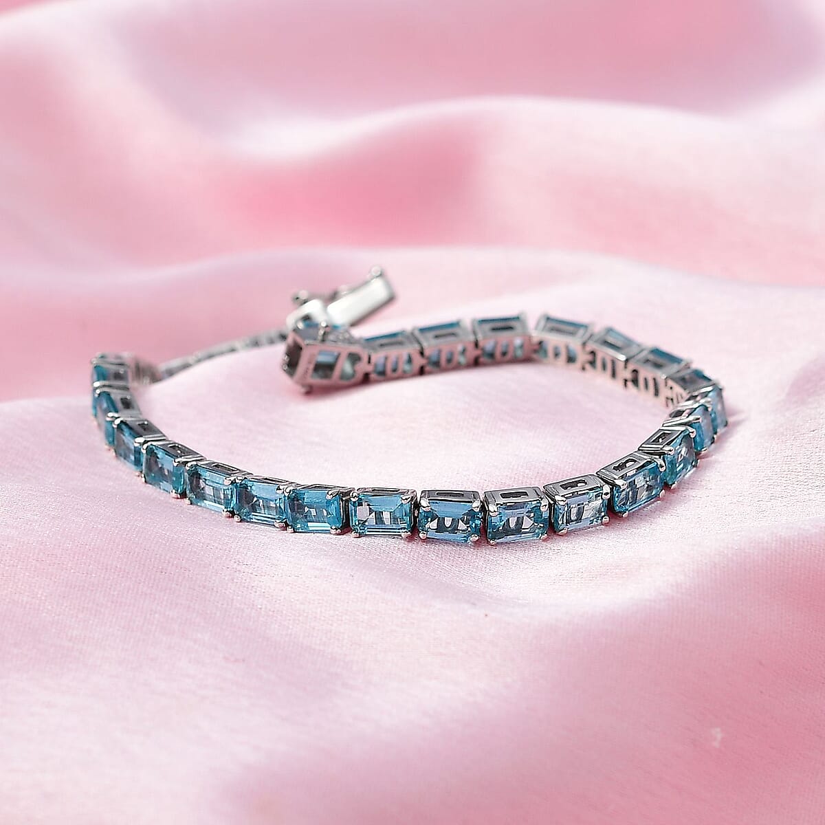 Betroka Blue Apatite Tennis Bracelet in Platinum Over Sterling Silver (7.25 In) 16.50 ctw image number 1