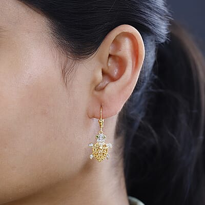 GP Trionfo Collection Premium Brazilian Citrine and Multi Gemstone Turtle Lever Back Earrings in Vermeil Yellow Gold Over Sterling Silver 1.40 ctw