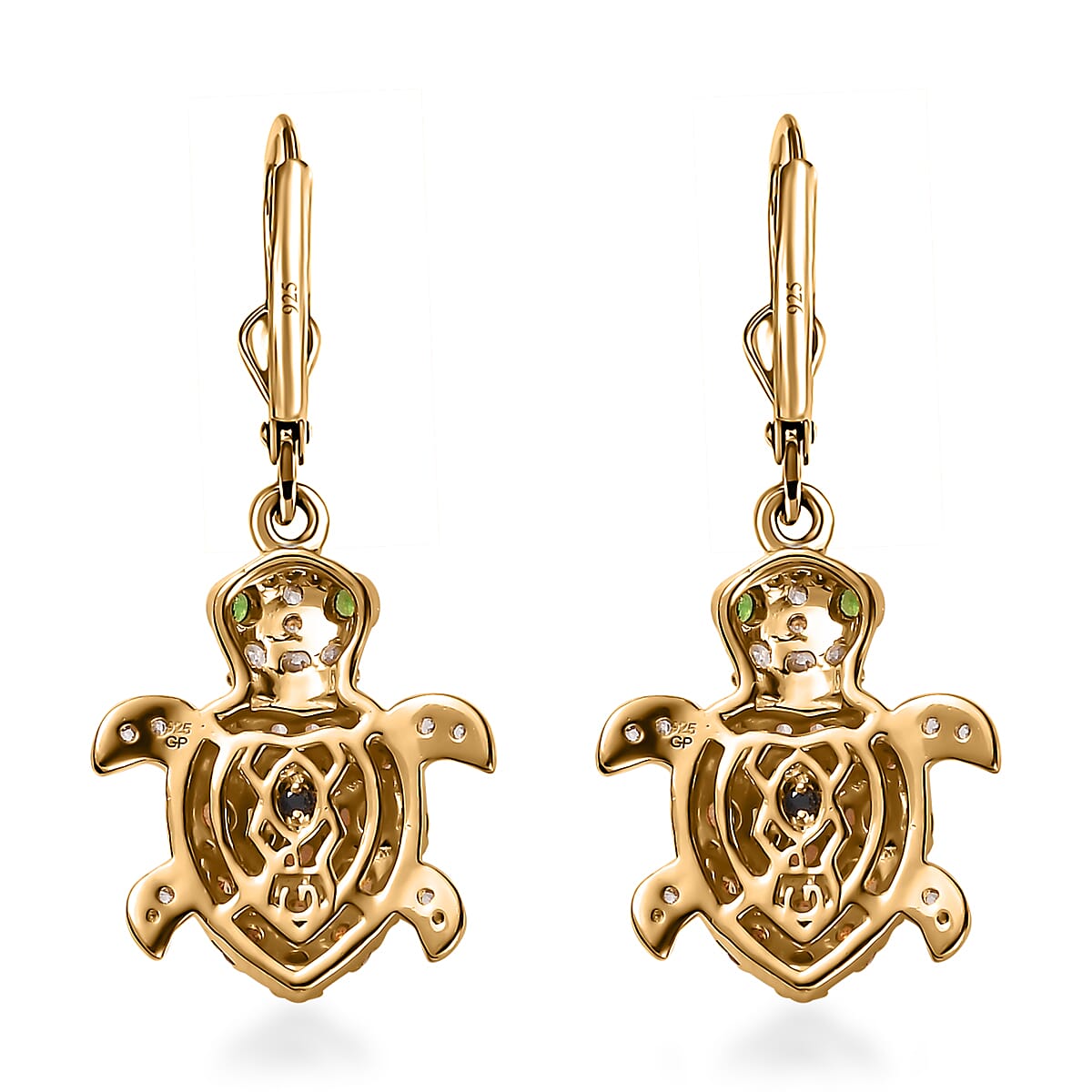 GP Trionfo Collection Premium Brazilian Citrine and Multi Gemstone Turtle Lever Back Earrings in Vermeil Yellow Gold Over Sterling Silver 1.40 ctw