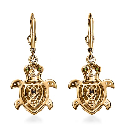 GP Trionfo Collection Premium Brazilian Citrine and Multi Gemstone Turtle Lever Back Earrings in Vermeil Yellow Gold Over Sterling Silver 1.40 ctw