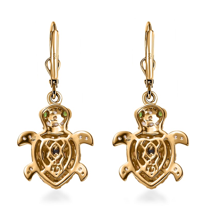 GP Trionfo Collection Premium Brazilian Citrine and Multi Gemstone Turtle Lever Back Earrings in Vermeil Yellow Gold Over Sterling Silver 1.40 ctw