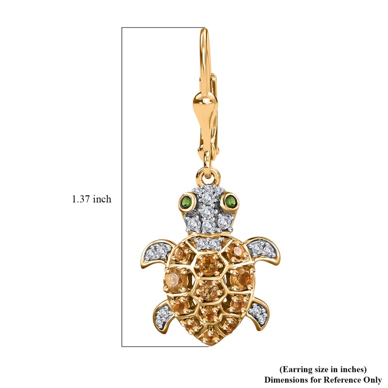GP Trionfo Collection Premium Brazilian Citrine and Multi Gemstone Turtle Lever Back Earrings in Vermeil Yellow Gold Over Sterling Silver 1.40 ctw