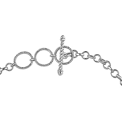 Betroka Blue Apatite and Multi-Tourmaline 14.60 ctw Toggle Clasp Bracelet in Vermeil YG and Platinum Over Sterling Silver (6.50-8.50In)