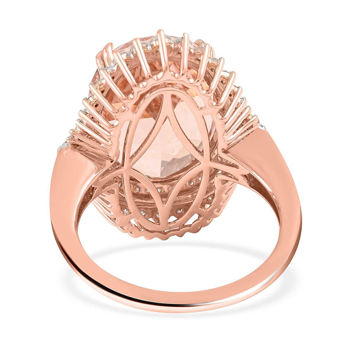 Luxoro 14K Rose Gold Marropino Morganite and Diamond G-H I2 Ring (Size 6.0) 9 Grams 11.85 ctw image number 4