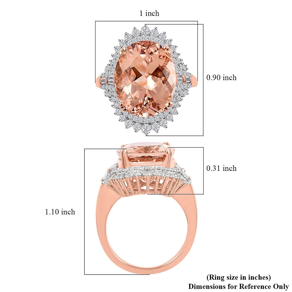 Luxoro 14K Rose Gold Marropino Morganite and Diamond G-H I2 Ring (Size 6.0) 9 Grams 11.85 ctw image number 5