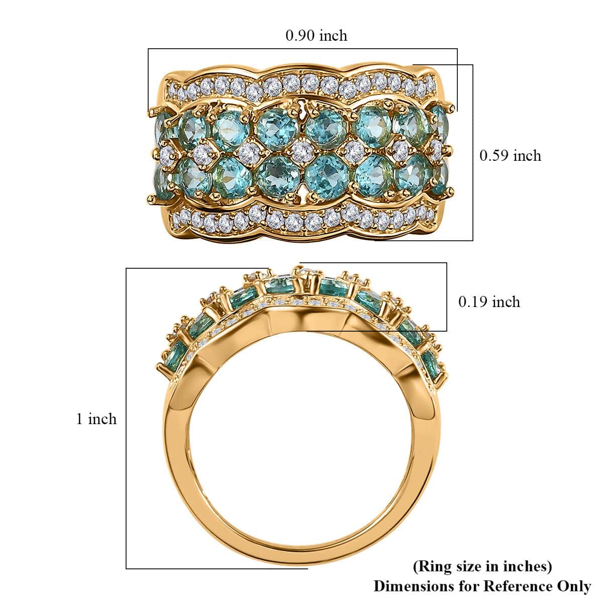 Betroka Blue Apatite and Moissanite Cluster Ring in Vermeil Yellow Gold Over Sterling Silver (Size 5.0) 2.65 ctw image number 5