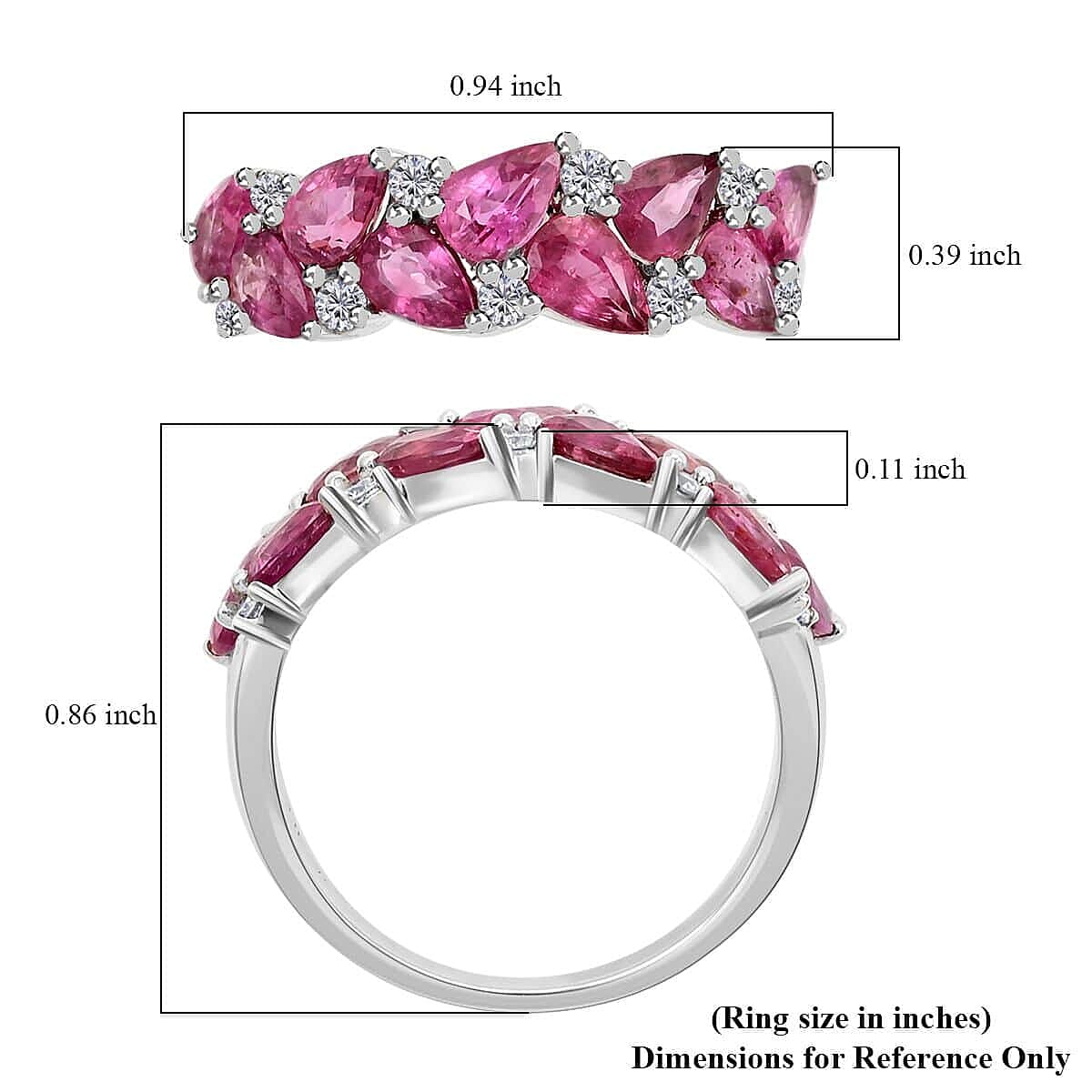 Ankur Treasure Chest Modani 14K White Gold Majenta Beryllium treated Padparadscha Sapphire and G-H VS Diamond Ring, Promise Rings (Size 10.5) 2.10 ctw