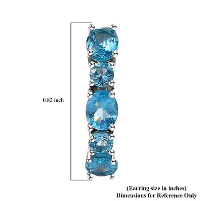 Betroka Blue Apatite Hoop Earrings in Platinum Over Sterling Silver 2.70 ctw