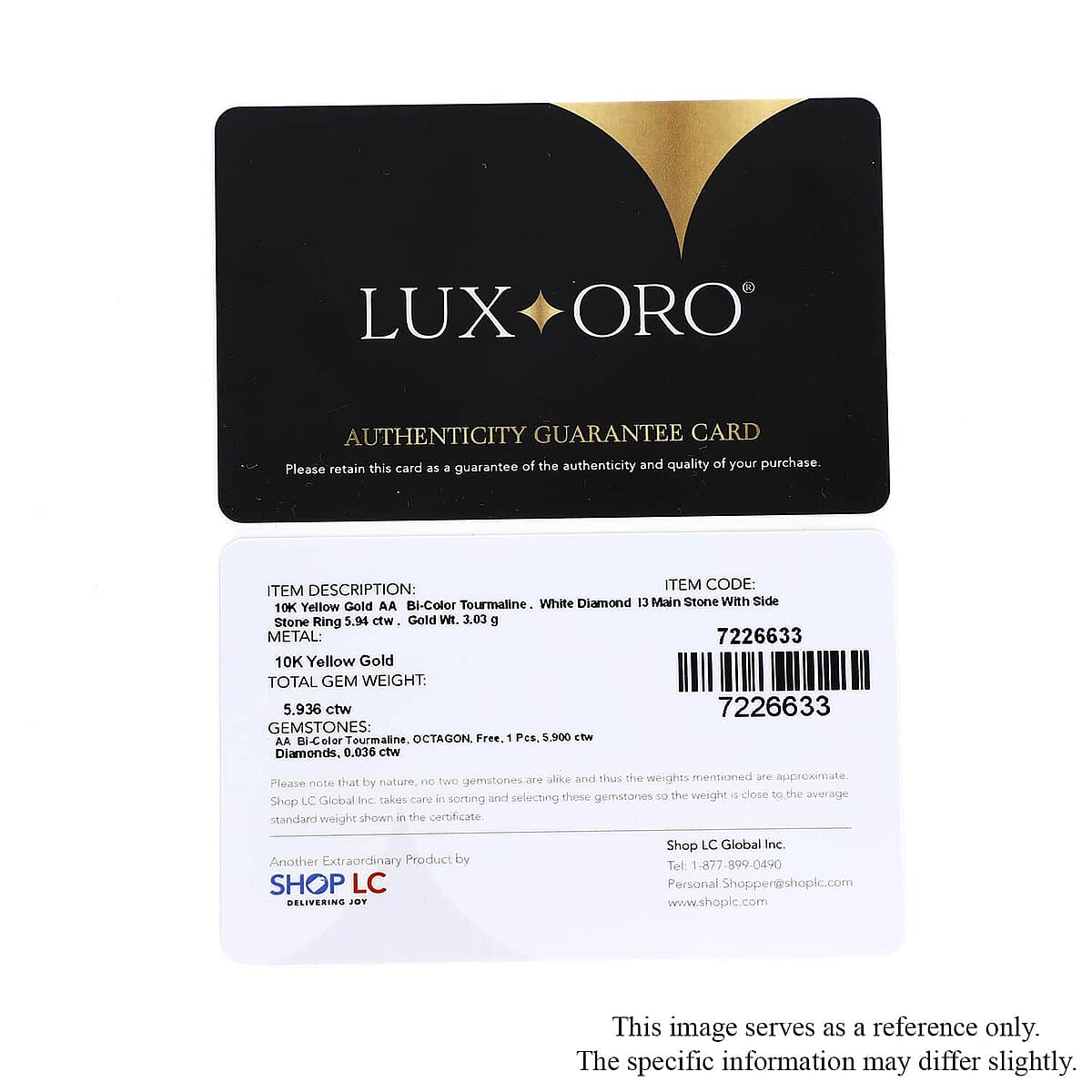 Luxoro 10K Yellow Gold Premium Watermelon Tourmaline and G-H I3 Diamond Ring (Size 8.0) 5.90 ctw image number 6