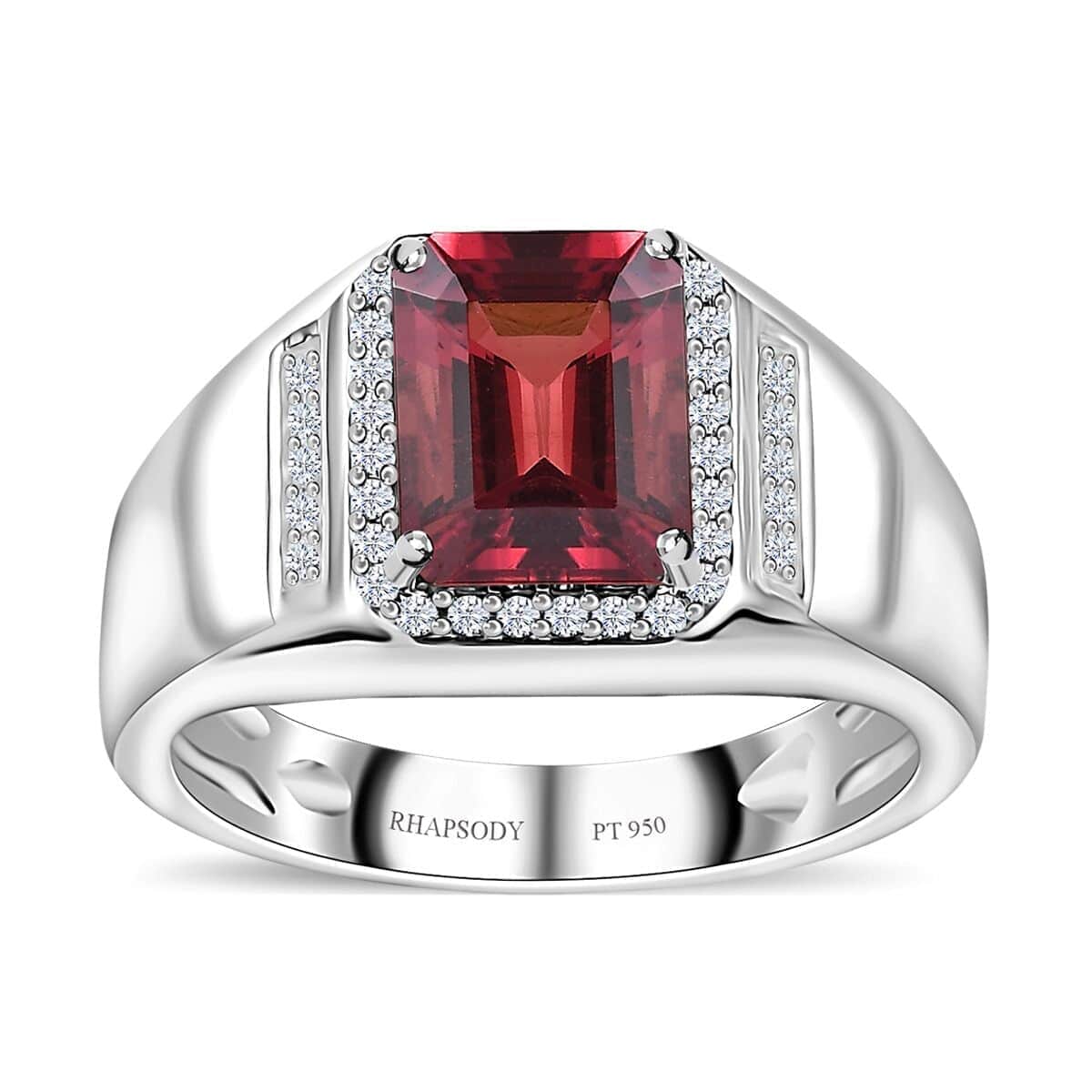 Rhapsody 950 Platinum AAAA Ouro Fino Rubellite and E-F VS2 Diamond Men's Ring (Size 10.0) 10.80 Grams 2.90 ctw image number 0