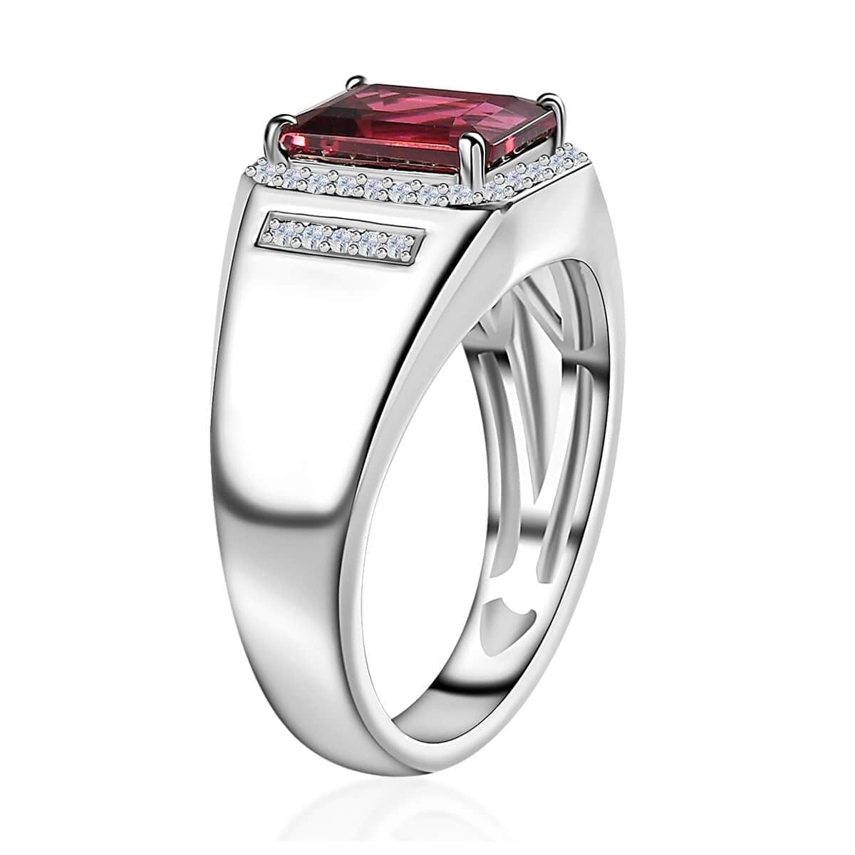 Rhapsody 950 Platinum AAAA Ouro Fino Rubellite and E-F VS2 Diamond Men's Ring (Size 10.0) 10.80 Grams 2.90 ctw image number 3