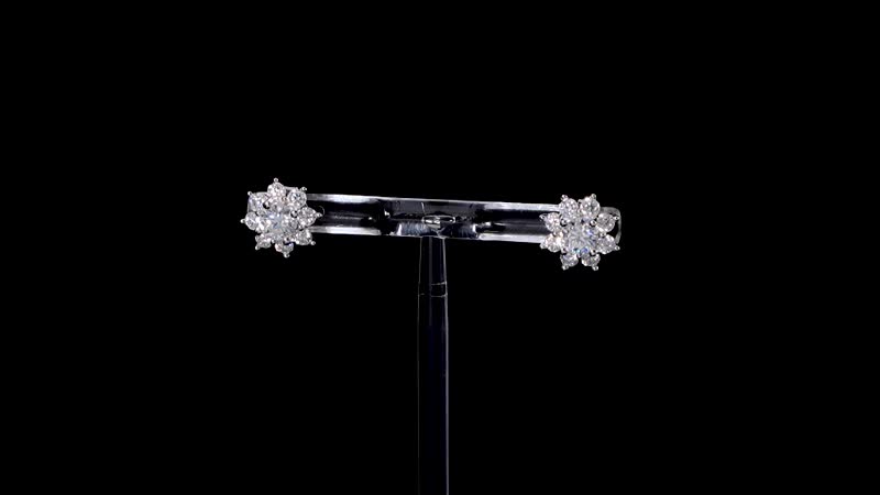 Moissanite (Rnd 5mm) Halo Stud Earrings in Platinum Over Sterling Silver 1.85 ctw