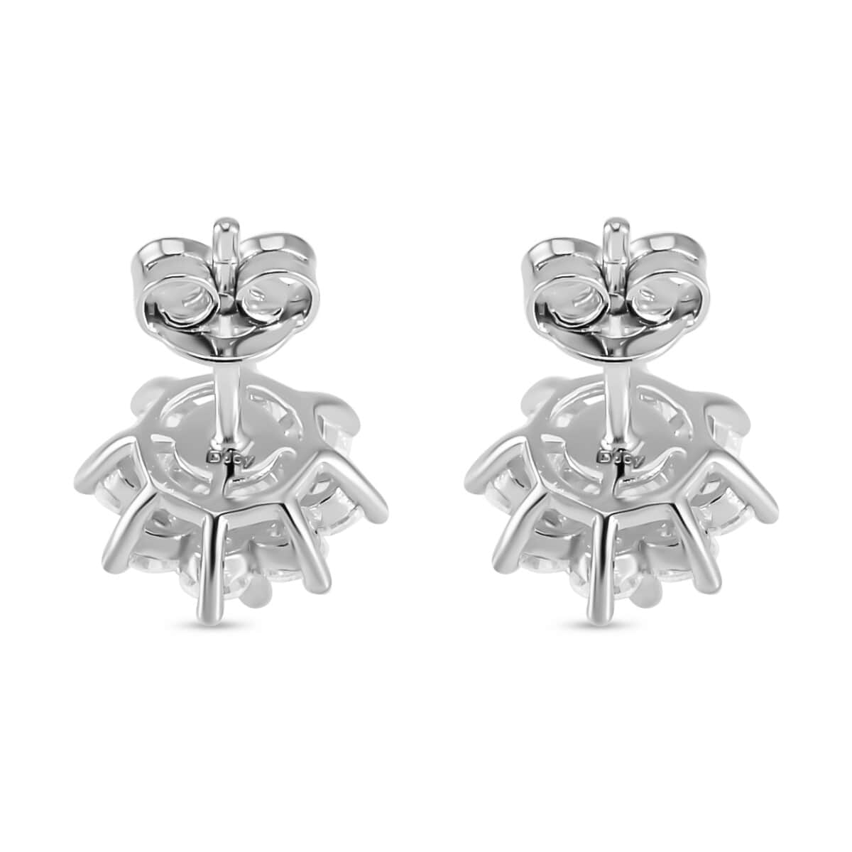 Moissanite Floral Stud Earrings in Platinum Over Sterling Silver 1.85 ctw image number 4