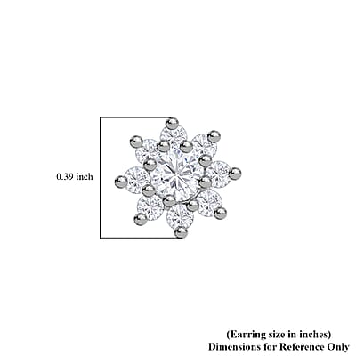 Moissanite (Rnd 5mm) Halo Stud Earrings in Platinum Over Sterling Silver 1.85 ctw