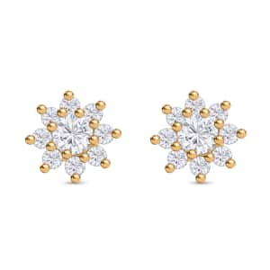 Moissanite 1.85 ctw Floral Stud Earrings in Vermeil Yellow Gold Over Sterling Silver