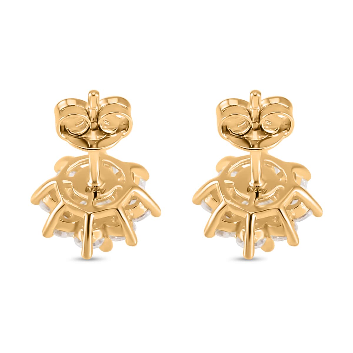 Moissanite Floral Stud Earrings in Vermeil Yellow Gold Over Sterling Silver 1.85 ctw image number 4