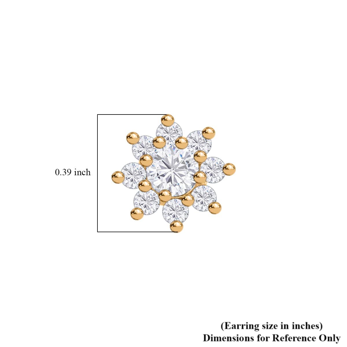 Moissanite Floral Stud Earrings in Vermeil Yellow Gold Over Sterling Silver 1.85 ctw image number 5